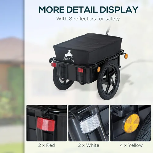 Vista 6 de Aosom Remolque de carga para bicicleta con caja extraíble y cubierta impermeable, remolque de carro de bicicleta con dos ruedas de 16 pulgadas