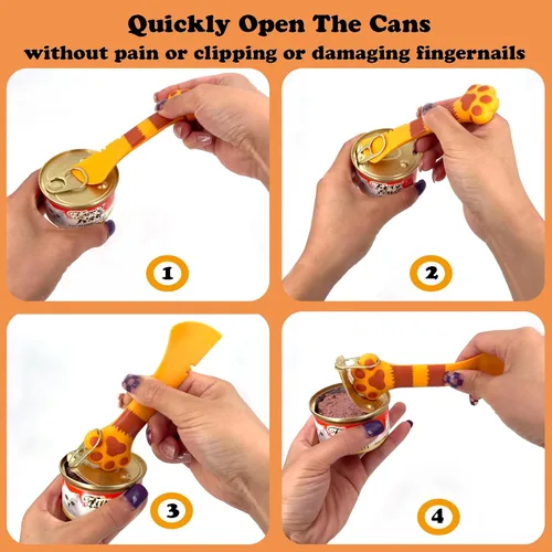 Vista 2 de Joyinjojo 2 Pack Cuchara para Comida de Perro y Gato, Linda Cuchara Abrelatas de Silicona con Forma de Pata de Mascota para Comida Húmeda y Enlatada