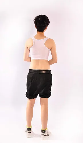 Vista 3 de MISWSU Carpeta de pecho elástica de 7.9in, 3 filas de ganchos para tomboy trans, lesbianas