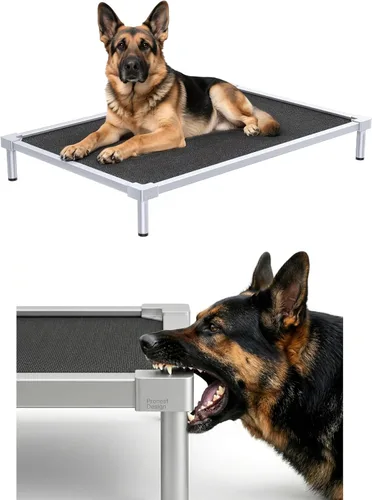 Vista 9 de Camas elevadas para perros a prueba de mordidas, tamaño mediano y grande, suministros de aleación de aluminio para perros, cuna elevada para enfriar