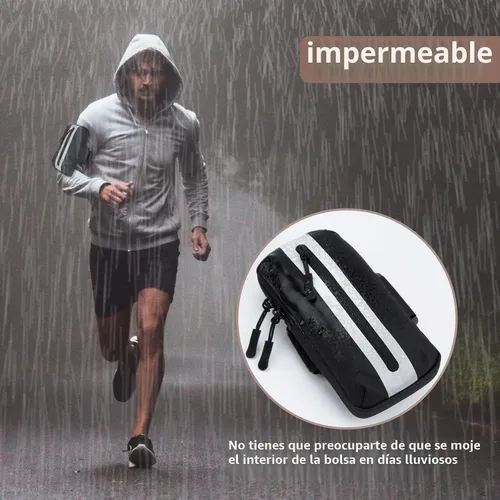 Vista 5 de Prime Comfort Brazalete para teléfono para correr, bandas para iPhone para ejercicio, bandas de brazo para correr para teléfono celular, monedero