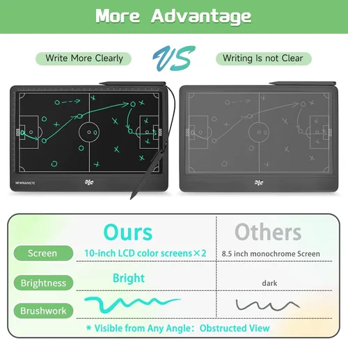 Vista 5 de Tablero electrónico de entrenador de fútbol – Tabla de entrenamiento táctica de fútbol LCD con lápiz capacitivo para entrenador de fútbol, tableta