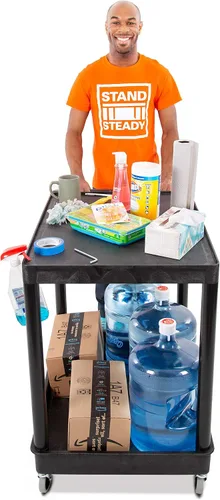 Vista 6 de Stand Steady Tubstr - Carrito utilitario grande de 2 estanterías: bañera híbrida resistente y estante plano, soporta hasta 200 libras