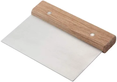 Vista 2 de Winware by Winco - Juego de 2 raspadores de masa de acero inoxidable con mango de madera
