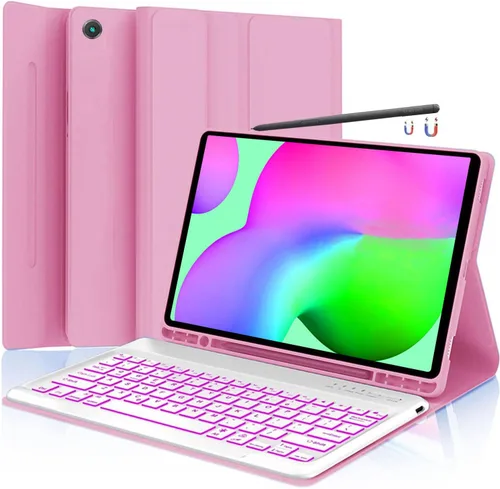 Vista 31 de Funda para teclado para Samsung Galaxy Tab S6 Lite de 10.4 pulgadas 2024 2022/2020 SM-P610/P613/P615/P619, funda para teclado Bluetooth inalámbrico
