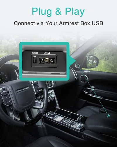 Vista 5 de Adaptador de coche Bluetooth con cable para iPod, adaptador de audio inalámbrico premium para Land Rover, Range Rover y Jaguar, Bluetooth 5.0
