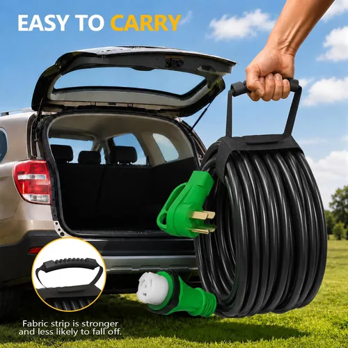 Vista 8 de TUFFIOM Cable de extensión RV de 50 amperios y 25 pies, cable generador 14-50P/SS2-50R con bloqueo giratorio, cable STW de 4 conductores resistente