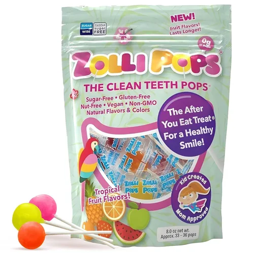 Vista 9 de Zollipops Paletas Clean Teeth, sabores tropicales, 16 onzas