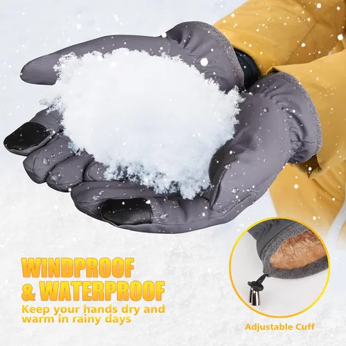 Vista 3 de ihuan Guantes de invierno 2023, impermeables, resistentes al viento, para hombres y mujeres, guantes cálidos para clima frío, dedos de pantalla