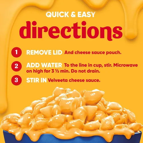 Vista 9 de Velveeta Shells & Cheese Tazas de macarrones y queso para microondas con 2% de queso de leche (paquete de 4 unidades, tazas de 2.19 onzas)