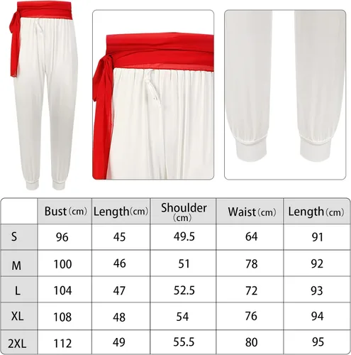Vista 4 de Zhanmai Juego de 5 piezas de disfraz de príncipe árabe para hombre, chaleco morado, pantalones harén, sombrero de fieltro rojo Fez, banda y barba