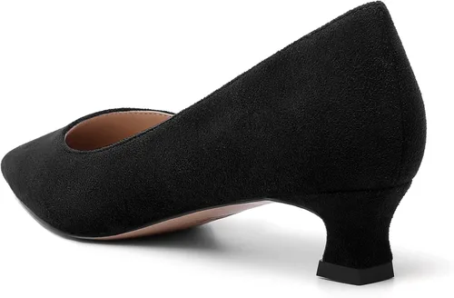 Vista 7 de AMBELIGHT Zapatos de vestir de oficina con punta cuadrada para mujer, zapatos de vestir casuales de gamuza con tacón bajo, zapatos de tacón bajo