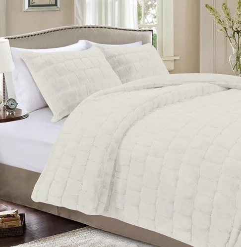 Vista 10 de Elegant Comfort Lujoso juego de edredón de piel sintética esponjosa de 3 piezas – Alternativa de plumón cálida para todas las estaciones – Ultra