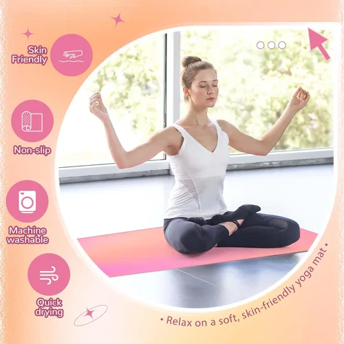 Vista 5 de Peryiter Toalla de yoga caliente, toalla de yoga con punto de agarre de microfibra antideslizante absorbente de sudor para pilates y fitness, 72 x