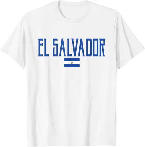 Vista 57 de Camiseta de texto azul con bandera de El Salvador, Negro, S