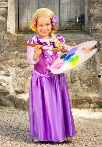 Vista 3 de Disfraz clásico de Rapunzel para niña Multicolor