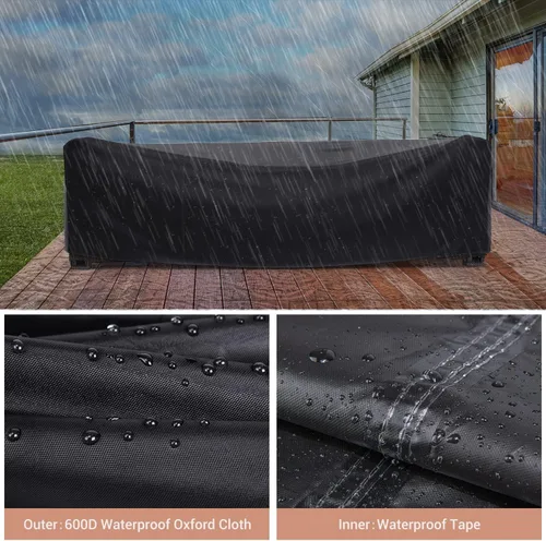 Vista 5 de Mrrihand Funda para Juego de Muebles de Patio Impermeable, Funda para Juego de Sofá Seccional de Exterior de Servicio Pesado 600D Funda para Juego