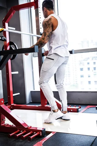 Vista 6 de FIRSTGYM - Pantalones deportivos para hombre ajustados con malla en el muslo, joggers para el gimnasio con bolsillos con cremallera