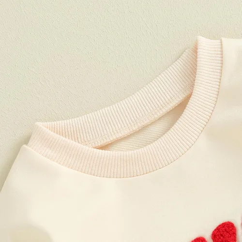 Vista 4 de SOLILOQUY Traje de manga larga con cuello redondo para el primer día de San Valentín para bebé niño y niña, mameluco de corazón de amor