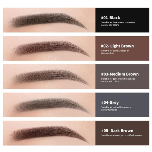 Vista 4 de 12 piezas de lápices de cejas negros impermeables para mujeres, lápiz de cejas retráctil de doble punta con cepillo, diseño de punta triangular, más