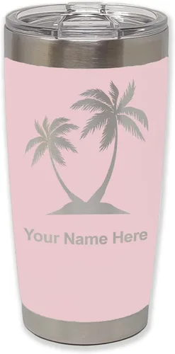 Vista 14 de LaserGram Vaso aislado al vacío de 20 onzas, palmeras, grabado personalizado incluido (negro)