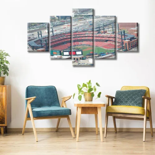 Vista 2 de Busch Stadium Baseball Home Decor St. Louis, Missouri Cityscape - Pósteres e impresiones artísticas de pared de 5 piezas de estadios de béisbol
