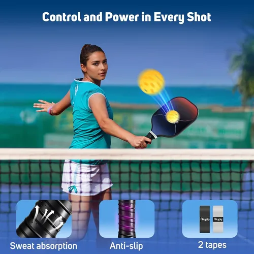 Vista 6 de niupipo Pickleball Paddles Set of 2/4/1, USAPA Approved Carbon Fiber & Fiberglass Hybrid, Easy Power, Polypropylene Honeycomb Core, Cushioned 4.72
