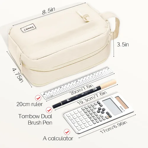 Vista 6 de Sooez Estuche para lápices original de alta capacidad, bolsa grande para lápices, estuche organizador para bolígrafos, suministros estéticos