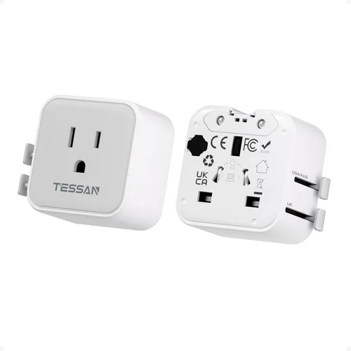Vista 11 de TESSAN Adaptador de viaje universal, adaptador de corriente internacional Gris-20W