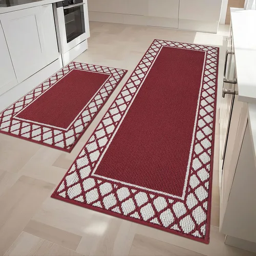Vista 33 de COSY HOMEER Juegos de 2 Alfombras de Cocina Lavables Antideslizantes Tapetes de Cocina para Piso Absorbentes Alfombra Corredor de Cocina