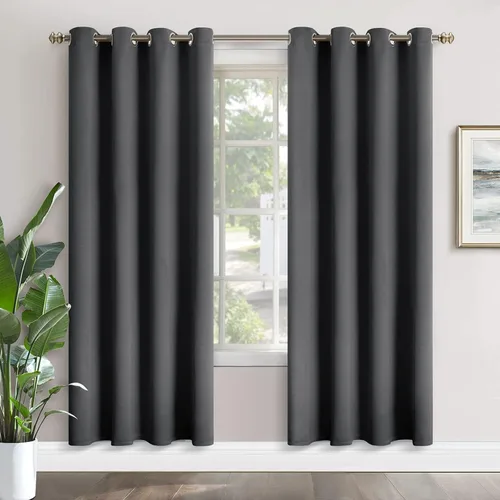 Vista 23 de YoungsTex - Cortinas blackout cortas, aislamiento térmico, ojales, oscurecen la habitación, privacidad, para cámper, sótano, cocina y baño, 2 Gris
