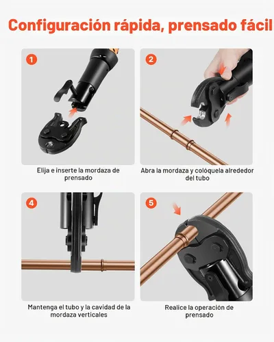 Vista 5 de VEVOR Mandíbula de prensa de 1/2" para herramientas de prensa de serie compacta, mandíbula de prensado de acero endurecido 52 HRC - Compatible