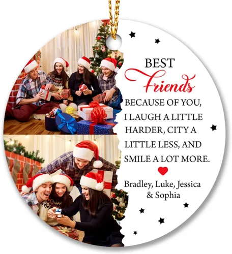 Vista 23 de Adornos de Navidad personalizados 2025 para amigas, regalos de adorno para la decoración del árbol de Navidad, regalo personalizado de Navidad