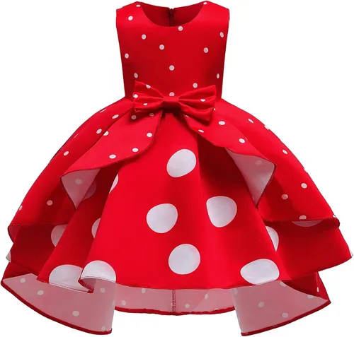 Vista 2 de Elegante vestido de lunares para niñas, para iglesia, vacaciones, concursos, cumpleaños, fiesta de té, vestido de fiesta de princesa vintage, 2-10