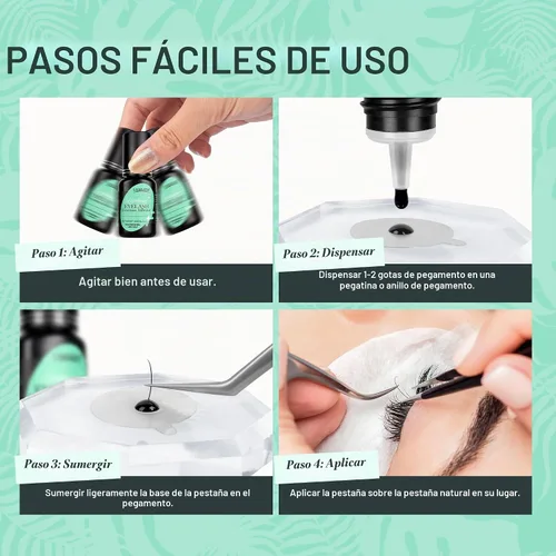 Vista 6 de LASHVIEW - Pegamento para extensiones de pestañas, 0.3 seg de secado rápido, permanencia de 6-8 semanas, adhesivo negro profesional, pegamento