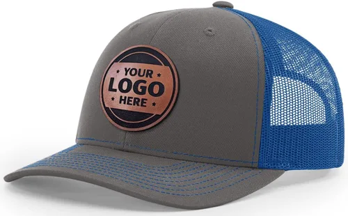 Vista 32 de Sombrero de parche de cuero de camionero personalizado grabado con láser