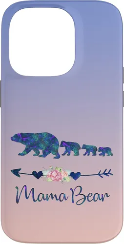 Vista 17 de Teal Blue Purple Floral Mama Bear Three Cubs Blue Pink Case for iPhone 17