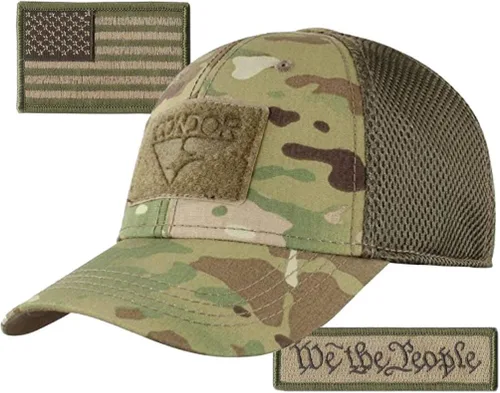 Vista 5 de Paquete de gorras tácticas ajustadas de malla Condor - We The People & USA - Elige la talla Negro