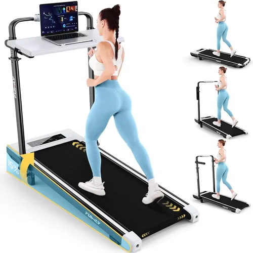 Vista 12 de FUNMILY Cinta de Correr Plegable con Almohadilla de Caminata Mejorada con Inclinación del 12%/15% y Barra de Manejo, Cintas de Correr Compactas