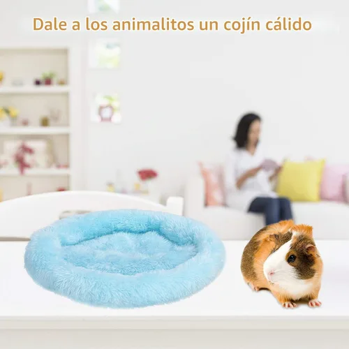 Vista 5 de FEBSNOW Cama de conejillo de indias y hámster para animales pequeños con cepillo removedor de pelo Azul