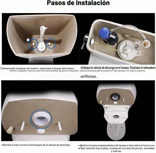 Vista 5 de Kit de reemplazo de válvula de descarga de 3 pulgadas con junta y tornillos, compatible con el inodoro de dos piezas estándar americano