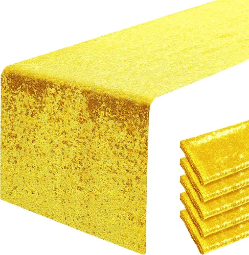 Vista 48 de Pufogu - Camino de mesa de lentejuelas brillantes de 12 x 72 pulgadas para fiestas de cumpleaños, decoración de bodas, despedidas de soltera