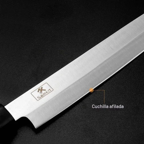 Vista 4 de Cuchillo sashimi de 8 pulgadas, cuchillo de sushi de un solo bisel para uso diestro Japanese Stainless Steel Yanagiba for Fish, Sushi, Boneless
