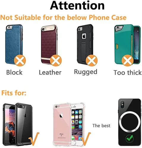 Vista 6 de Kinizuxi Mag Safe Ring 360 - Paquete de 6 calcomanías Mag Safe para imán de seguridad Mag, kit de conversión magnética universal para iPhone