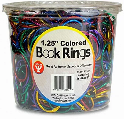 Vista 17 de Hygloss Products 61311 - Anillos de libro – Anillos de acero de colores surtidos de 1 pulgada, paquete de 12 Variado