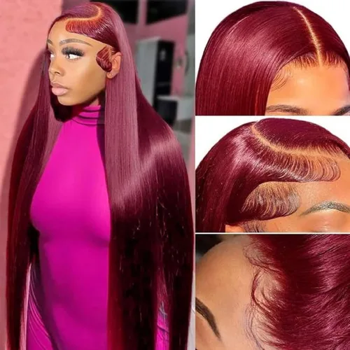 Vista 21 de Pelucas de encaje frontal rectas de cabello humano bunGiol pre arrancadas con cabello de bebé HD Pelucas de encaje frontal 13x4 sin pegamento