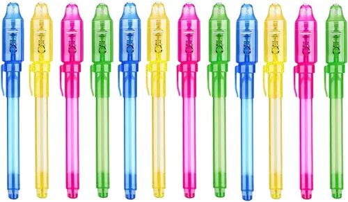 Vista 4 de 24 recuerdos de fiesta escolar de mago mágico, 12 bolígrafos de tinta invisible y mini bloc de notas, mago mágico para fiestas escolares, regalos