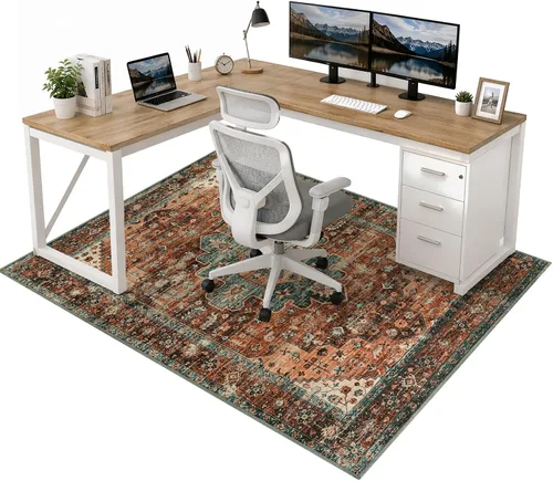 Vista 21 de Anidaroel Alfombra para Silla de Oficina para Piso de Madera Dura, Protector para Silla con Ruedas de 36"x48", Alfombra para Computadora