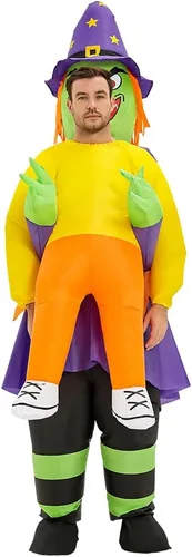 Vista 2 de Disfraz inflable para adultos, disfraz de bruja divertido disfraz de Halloween para mujeres, hombres, adolescentes, fiesta de cosplay