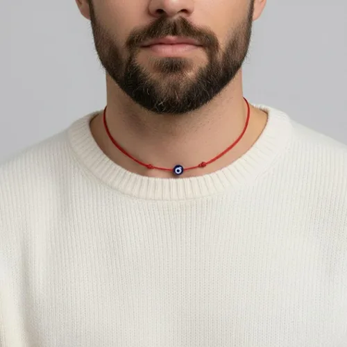 Vista 32 de Pulsera Lucky Evil Eye, gargantilla y tobillera – Talismán de protección de cuerda roja y negra Joyería minimalista Mal de Ojo para la buena suerte